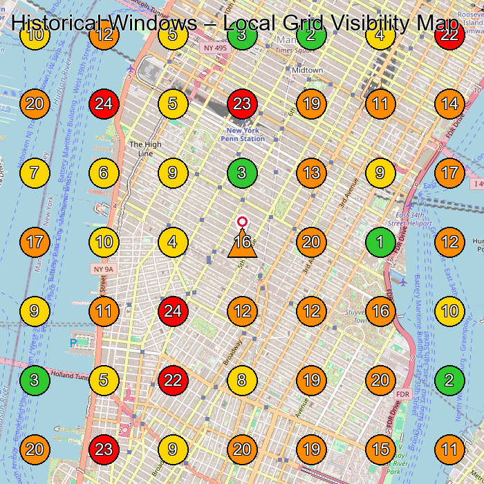 Historical Windows Window Installation Service GeoGrid ranking map for New York NY